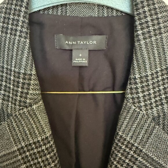 Ann Taylor Gray Plaid Modern Fit Blazer with Belt Size 8 - Picture 2 of 4